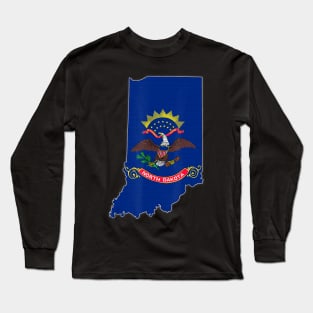 INDIANA STATE MAP NORTH DAKOTA ND Flag Roots Men Women Gift T-Shirt Long Sleeve T-Shirt